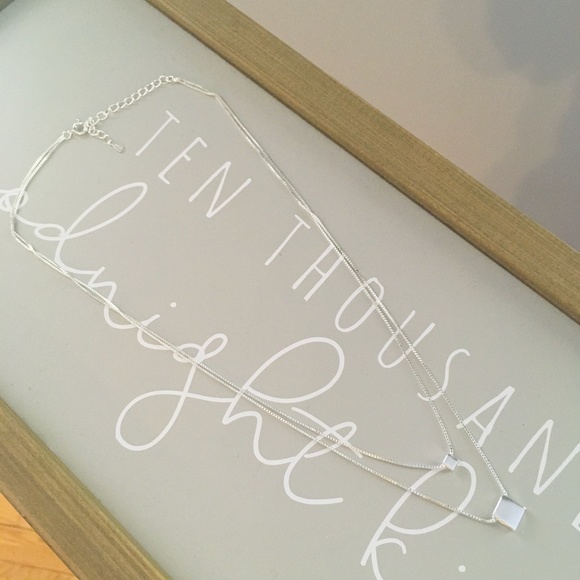 Sterling Silver Layered Squares Silver Necklace - Picture 3 of 8